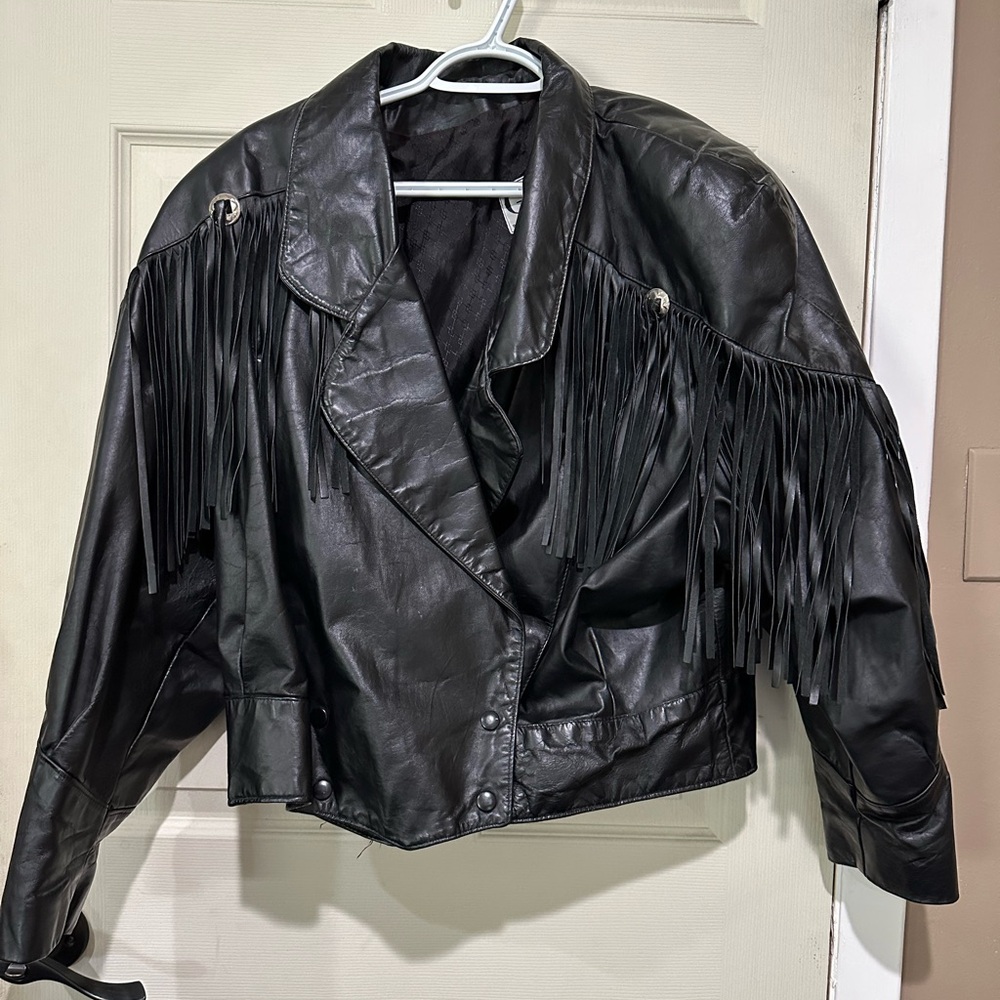 Black Fringe Leather Jacket